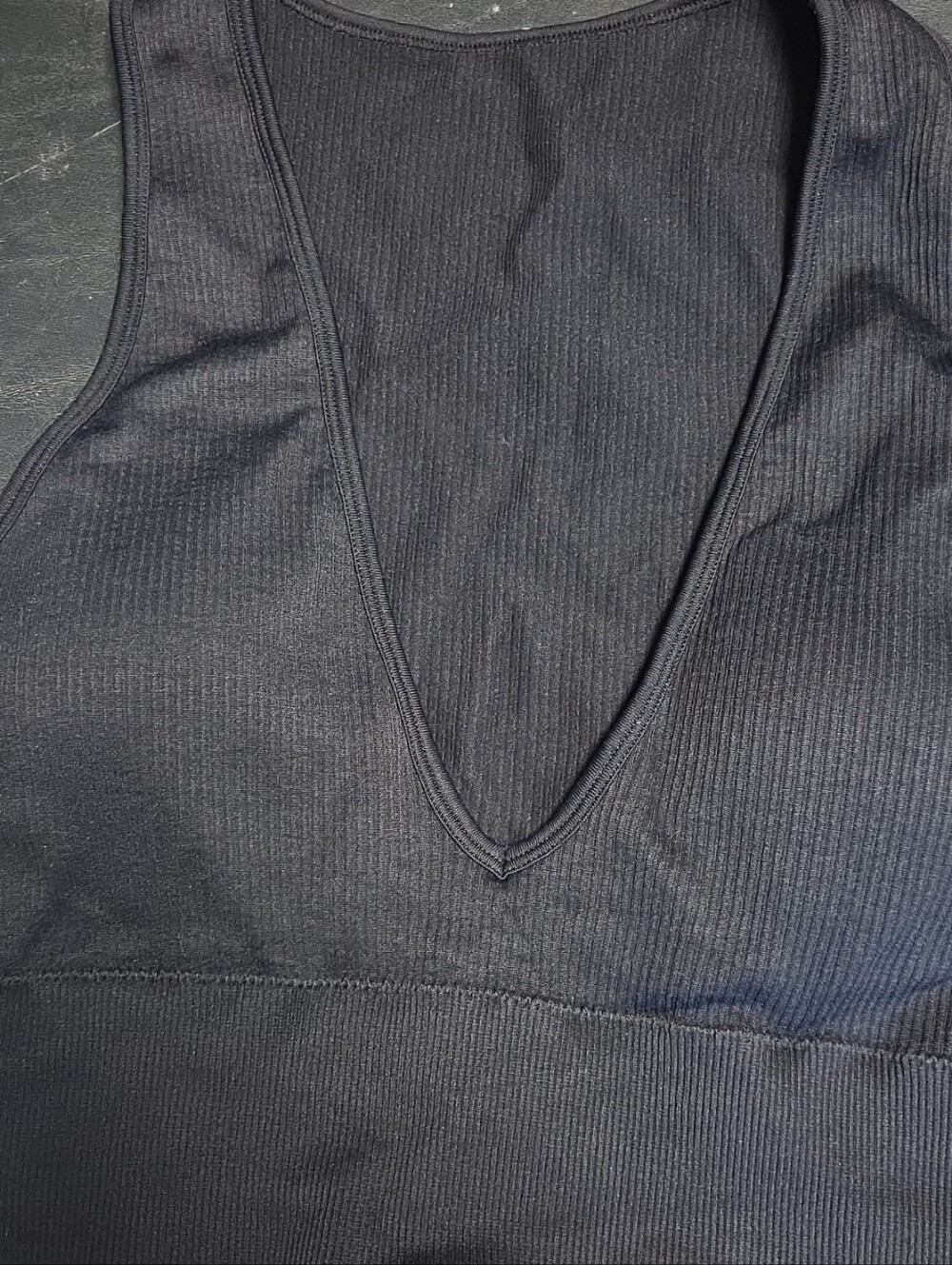 Women's Black Ribbed V-Neck Tank Top